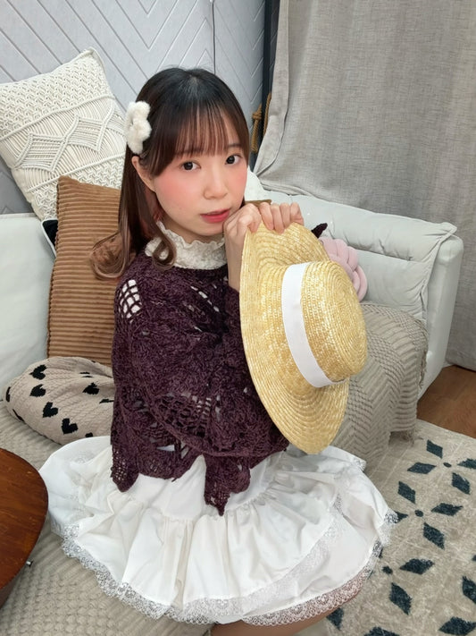 葉紋喇叭口!馬海毛線編織短上衣 🍞