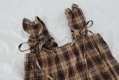 可調式肩袖！網紋風格連身裙 🍞