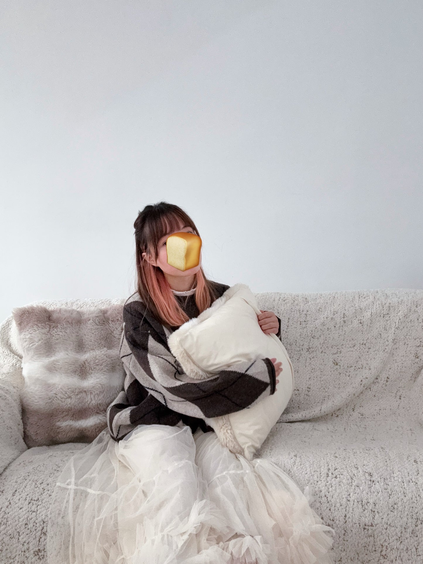 下寬版！菱形格紋針織薄毛衣 🍞