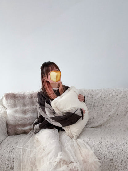 下寬版！菱形格紋針織薄毛衣 🍞