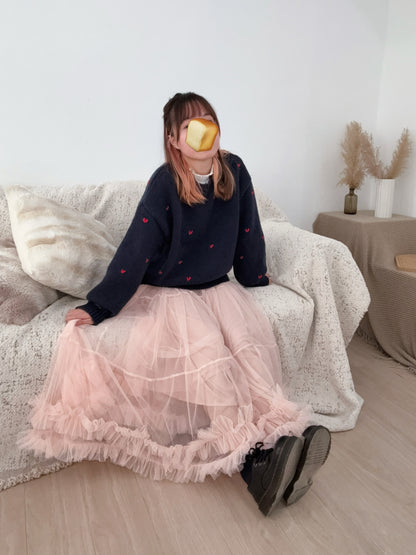 厚實質感！愛心刺繡針織毛衣 🍞