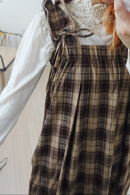 可調式肩袖！網紋風格連身裙 🍞