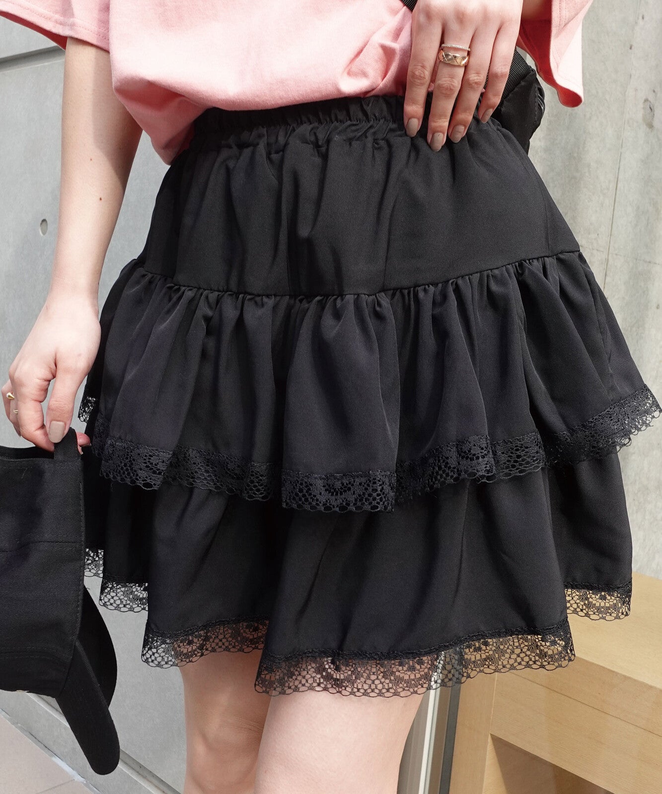 雙層Ruffle！網紋層疊迷你裙 🍞