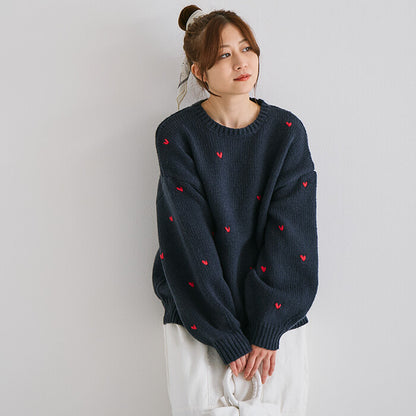 厚實質感！愛心刺繡針織毛衣 🍞