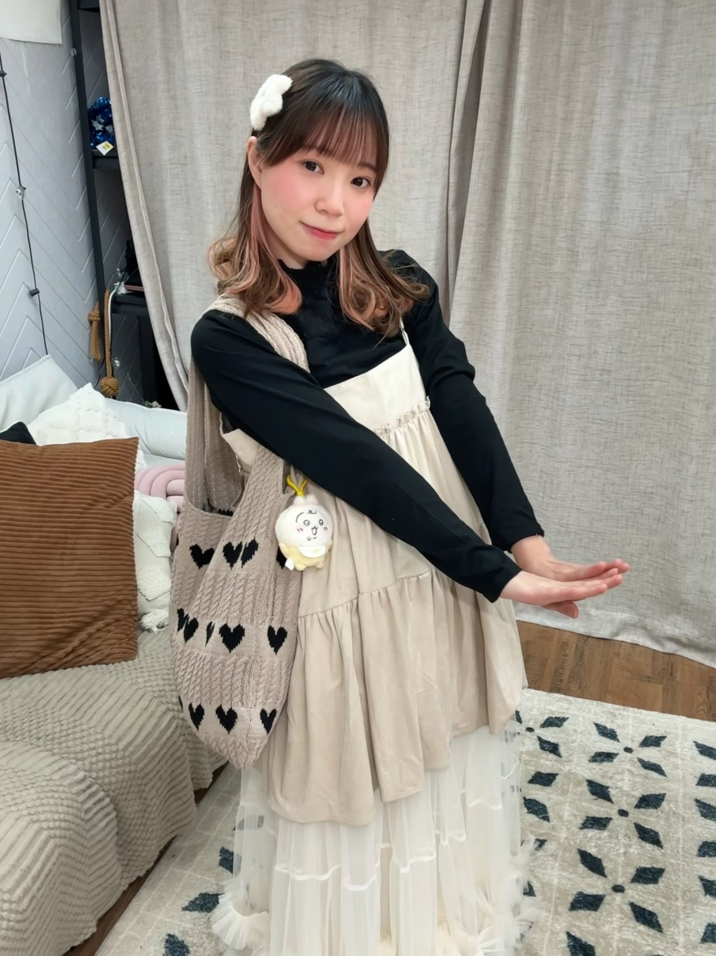 超可愛！心型圖案針織袋 🍞