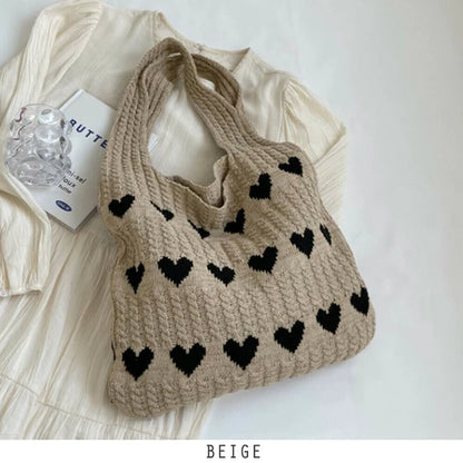 超可愛！心型圖案針織袋 🍞