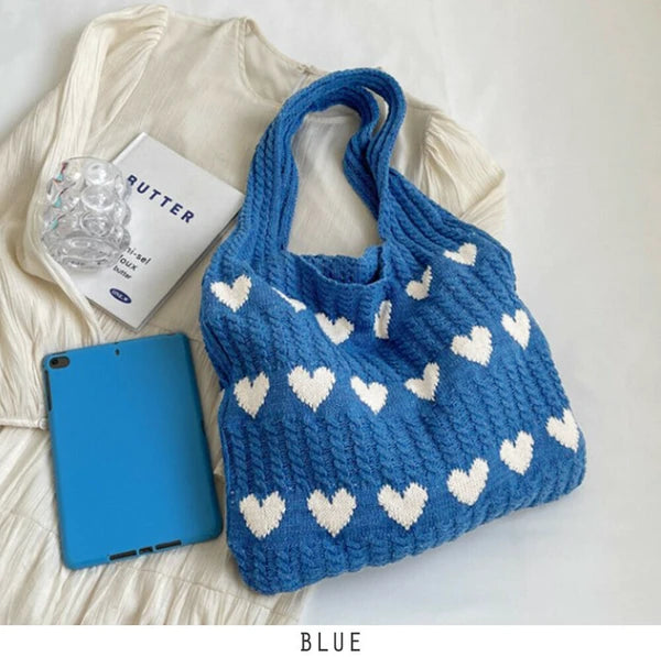 超可愛！心型圖案針織袋 🍞