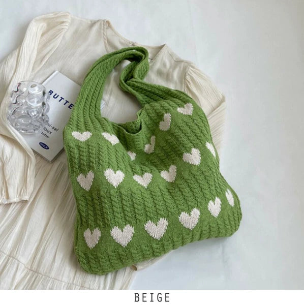超可愛！心型圖案針織袋 🍞