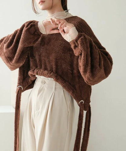 毛茸茸 🐻！抽繩毛絨短上衣 🍞